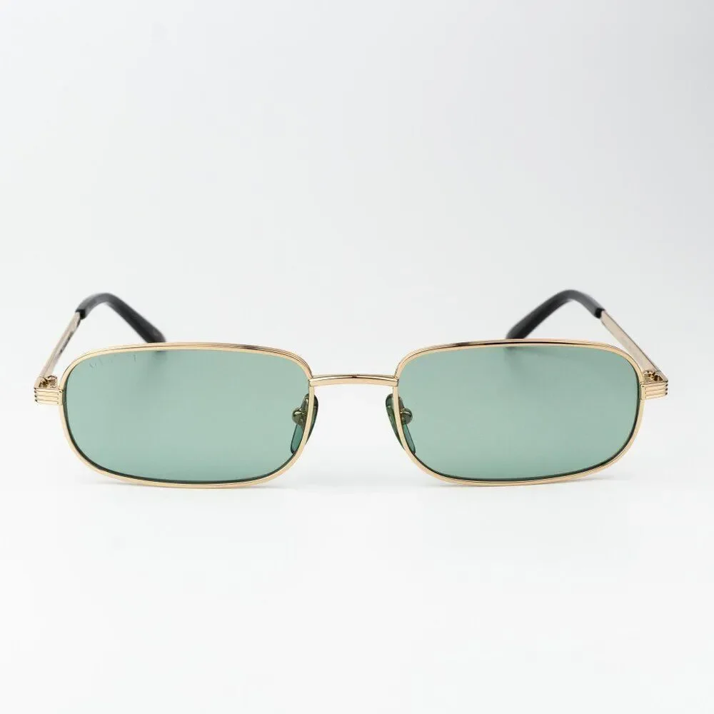 Gucci Women Sunglasses Gold Green Rectangle GG1457S 005 BRAND NEW